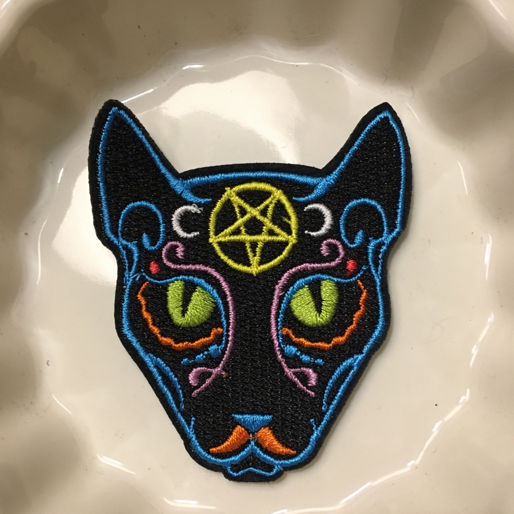 Colorful Metal cat iron-on patch